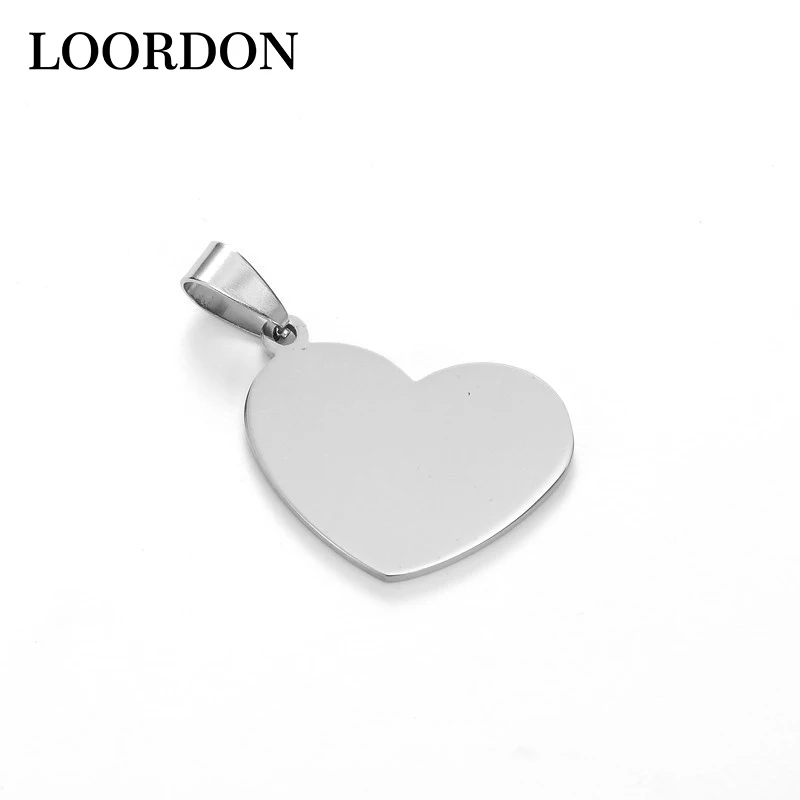 Loordon высокое Класс Нержавеющая сталь Пустой гравировки 27.7 мм сердечка с