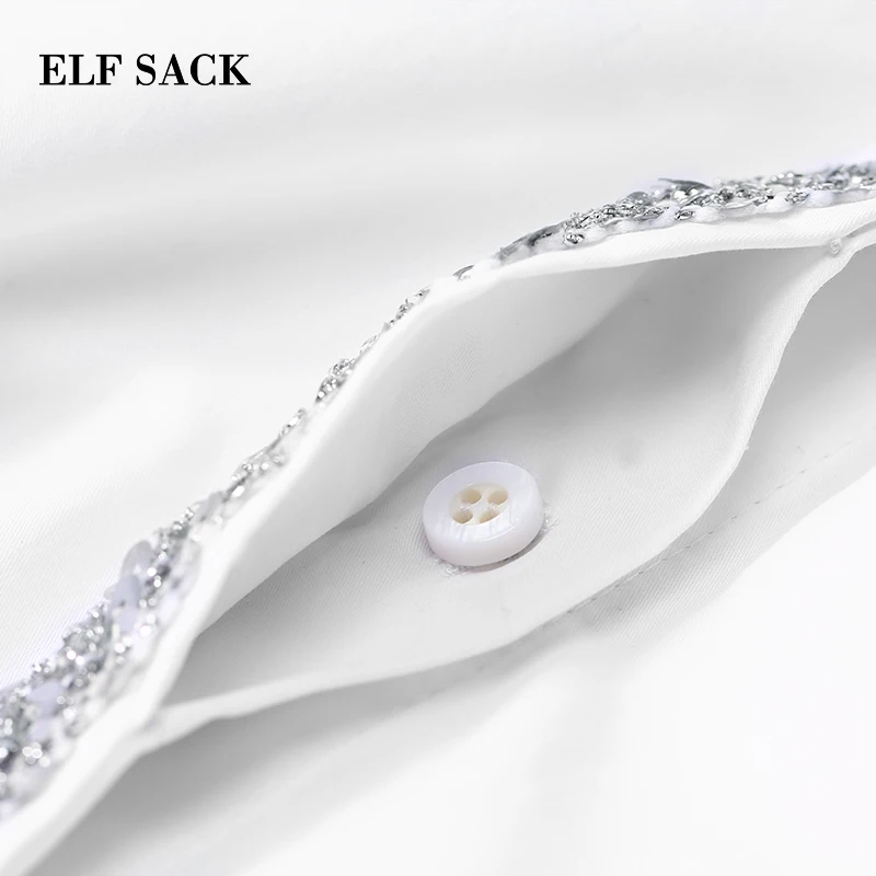 ELFSACK, осенняя Новинка, женская рубашка с отложным воротником, женская блузка, повседневная, с длинным рукавом, Корейская, винтажная, женская блузка, уличная одежда, топы