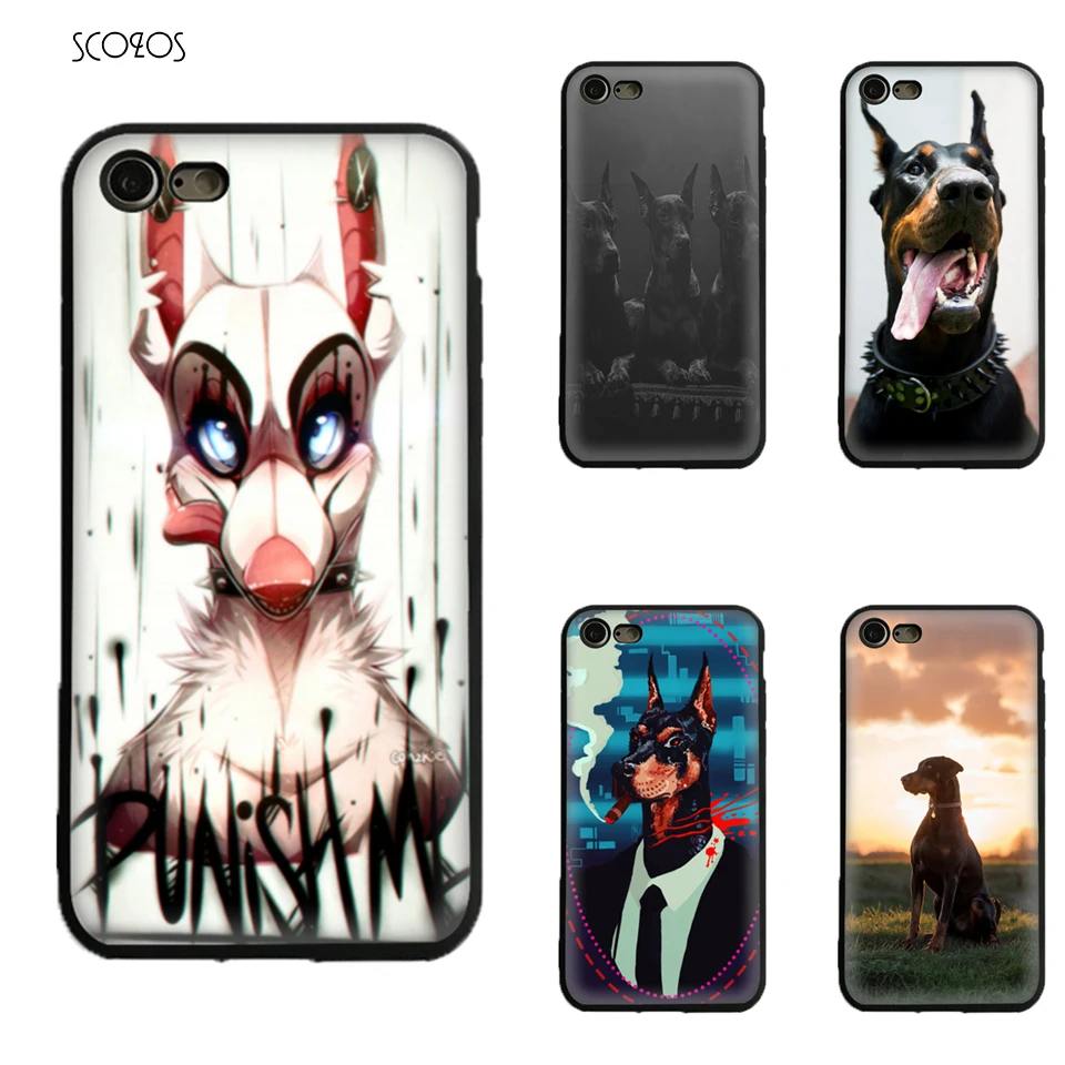SCOZOS Doberman Dog Puppies Silicone Tpu Phone Case Soft Cover For Iphone 5 5S Se 6 7 8 6S Plus X Xr Xs Max |