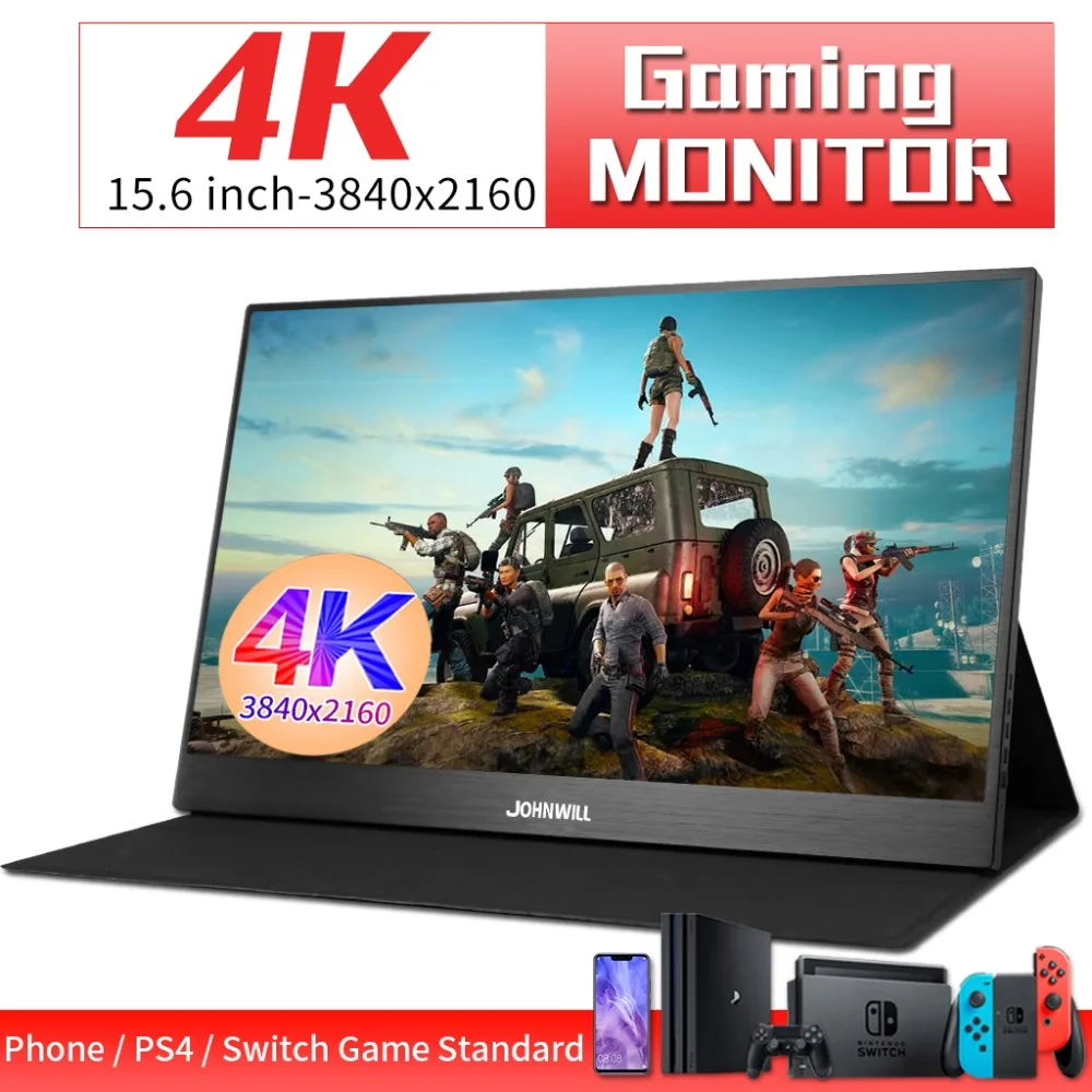 Монитор 4K 15,6 дюймов lcd 3840X2160 ips 2HDMI DP type-C портативный Экран 60FPS Видео игровой монитор для PS4 Pro/xbox One X