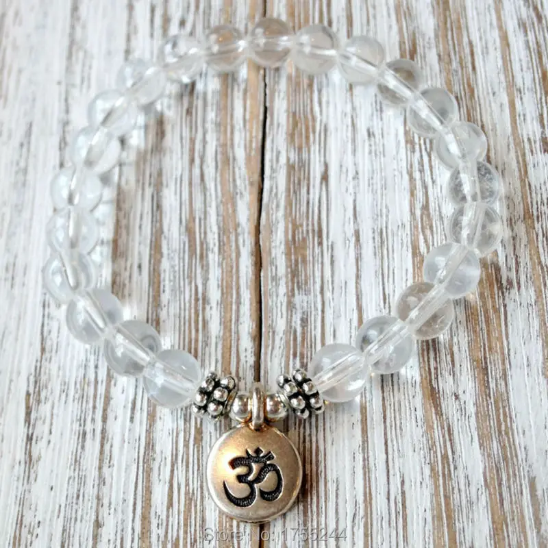 SN1046 прозрачный кварцевый браслет для медитации наручный Mala Beads Исцеляющие