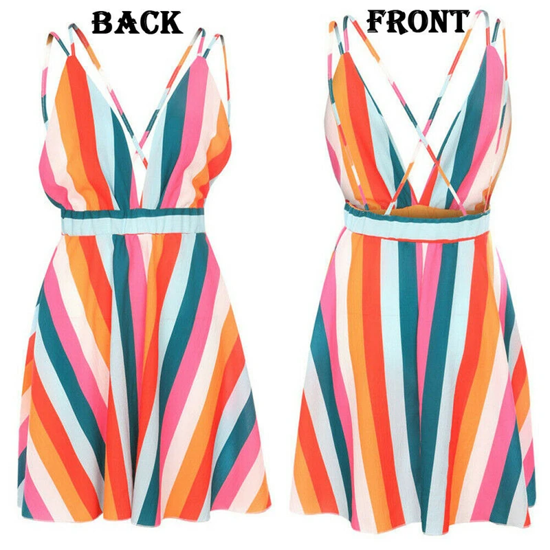 Женское мини-платье на бретельках летнее повседневное пляжное платье без