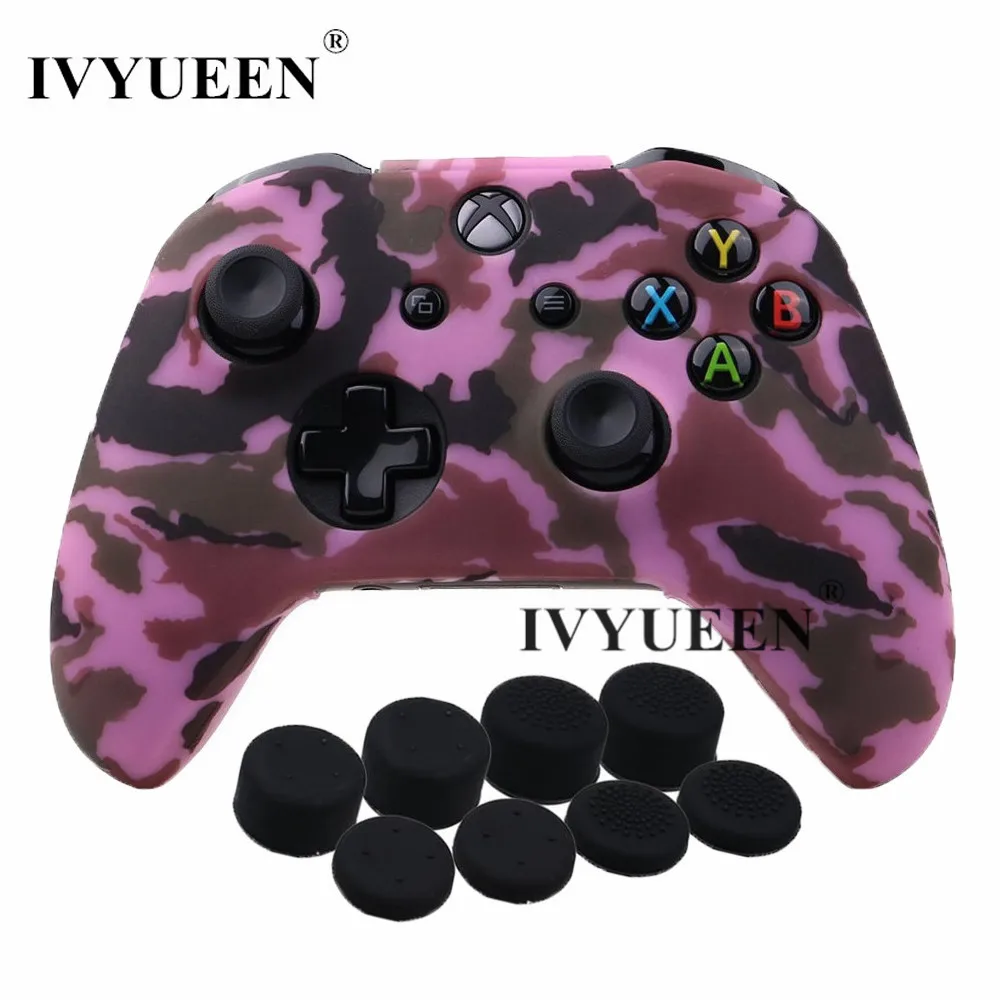 Pink Camo Защитный силиконовый чехол IVYUEEN 9 в 1 для XBox One X S, защитный камуфляжный чехол с 8 аналоговыми ручками - Цвет: Pink Camo