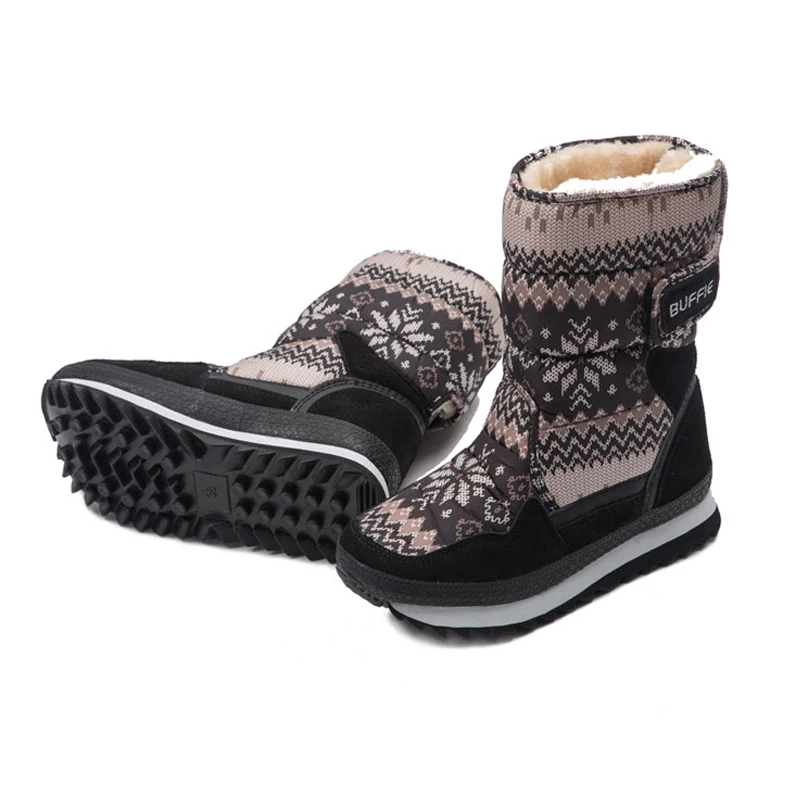Size 27-41 Kids Snow Boots Boys Girls Plush Winter Water-Proof Children Students Fashion Snowflake Parent-child Snowboots |