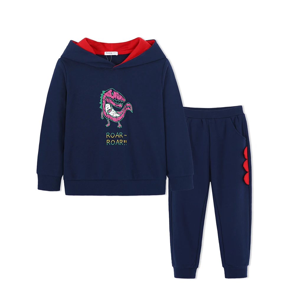 Balabala Toddler Boys 2-Piece 3D Dinosaur Sweatshirt Clothes Set Children Kids Hooded + Sweatpants in Sof |