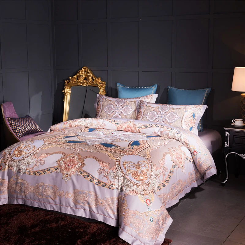 Классический стиль барокко 80S Египетский хлопок роскошный комплект постельного