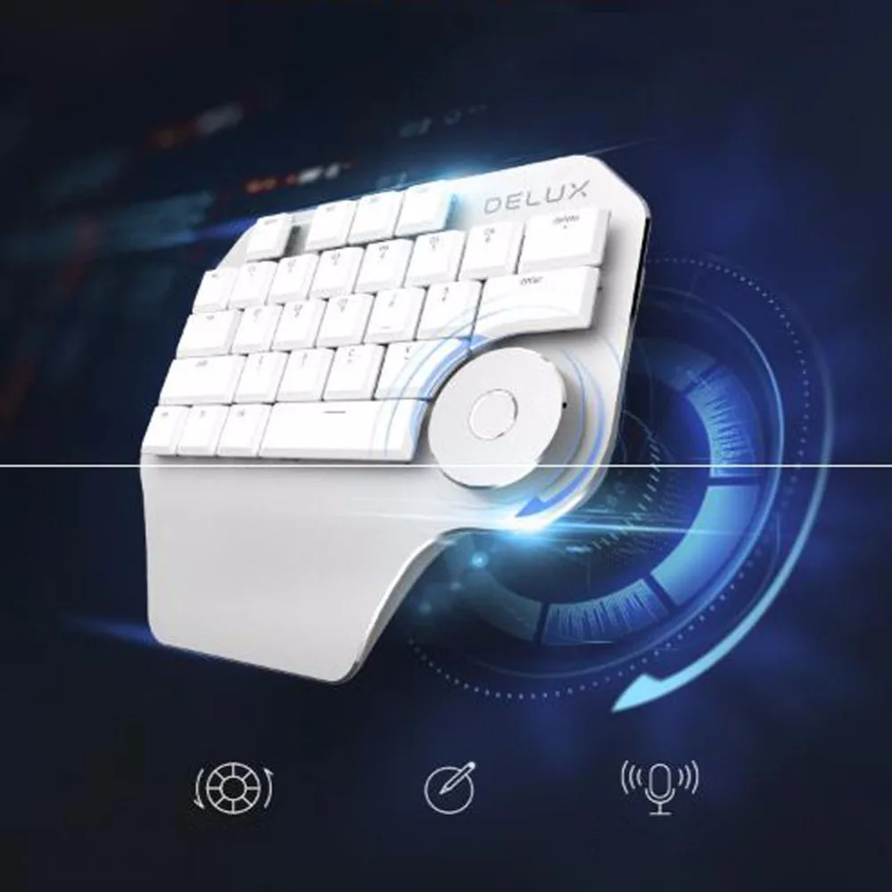 

1 Pc Portable 28-Key Wired Single-Handed Designer Michanical Keyboard with Rotary Knob for Office & Home & Designing