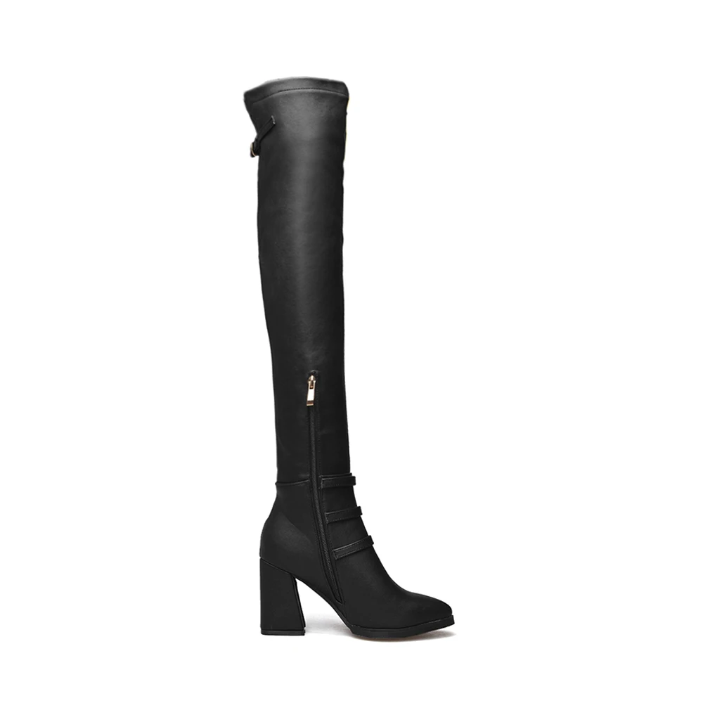 autumn winter new Plush over the knee women boots Chunky Heel Shoes ladies long boots female Thigh High Botas large size 32 43