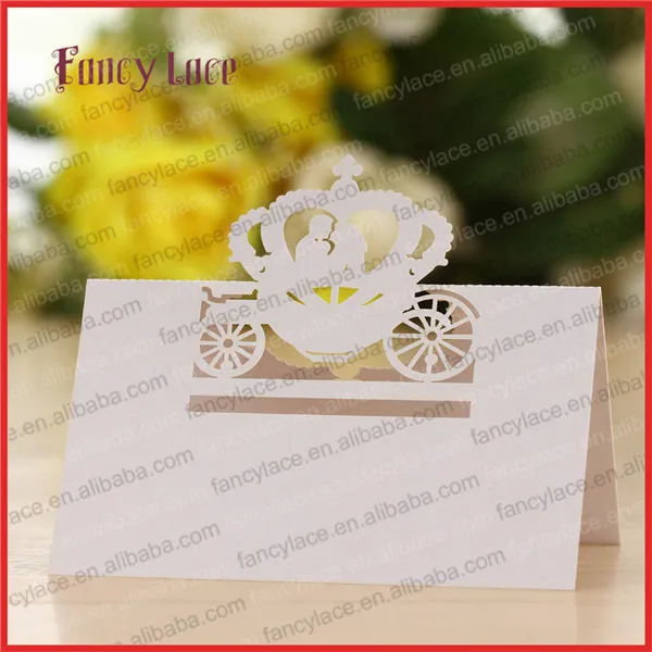 

50PCS Bride and Groom Carriage Wedding Party Decoration Table Card, Elegant Seat Place Card Die Cut Paper Invitation Party Favor