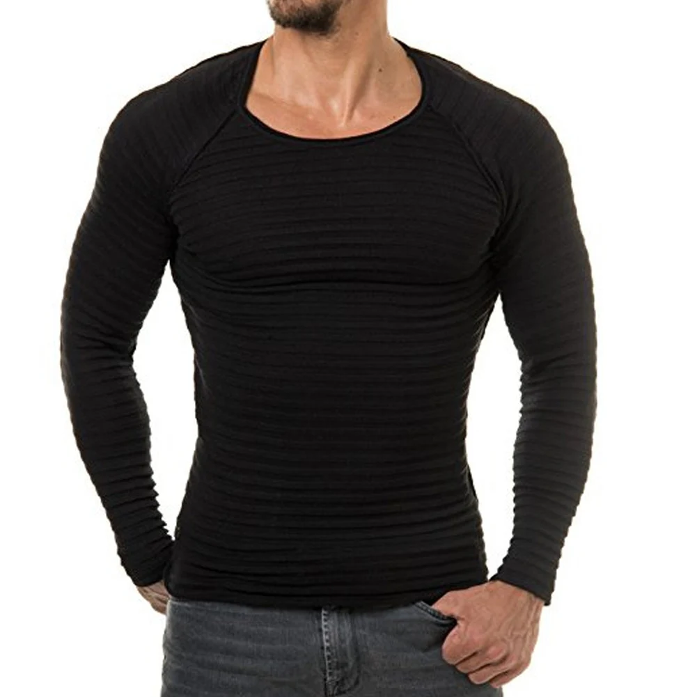 Новинка 2018 осенняя футболка Мужская с круглым вырезом и длинными рукавами