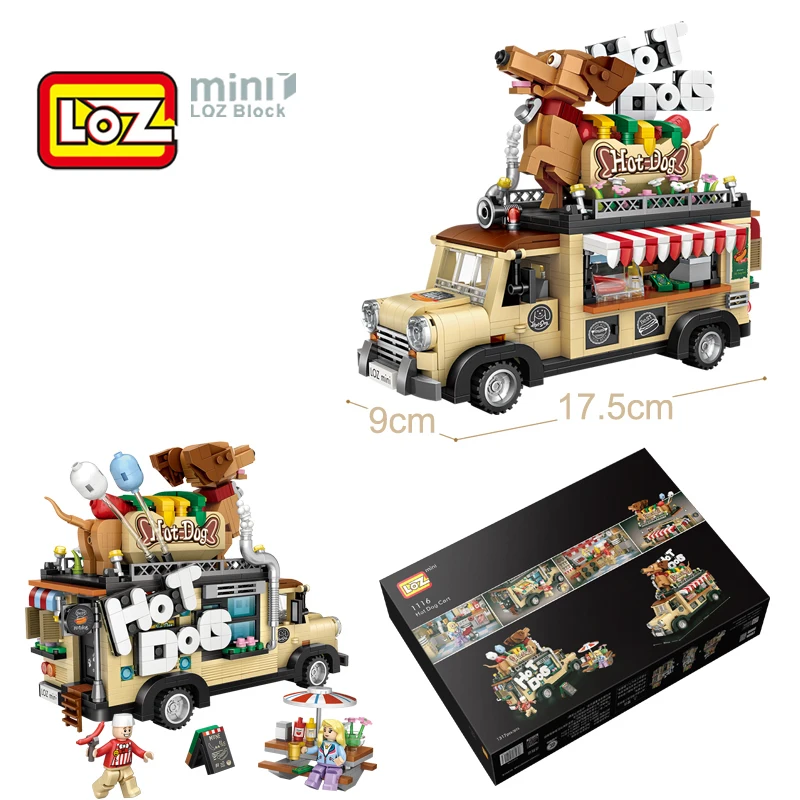 LOZ Building Blocks Hot Dog Cart Car Vehicle Assemable Kids Educational Toys for Children Creator Ice Cream Truck 1116 1112 | Игрушки и