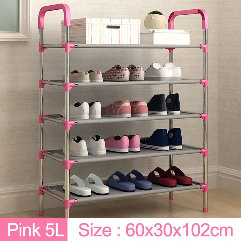 pink 5 Layers Новое поступление нетканых материалов несколько слоев обувной стеллаж с поручнем Легко собранный органайзер для хранения на полке подставка держатель держать комнату аккуратной - Цвет: pink 5 Layers