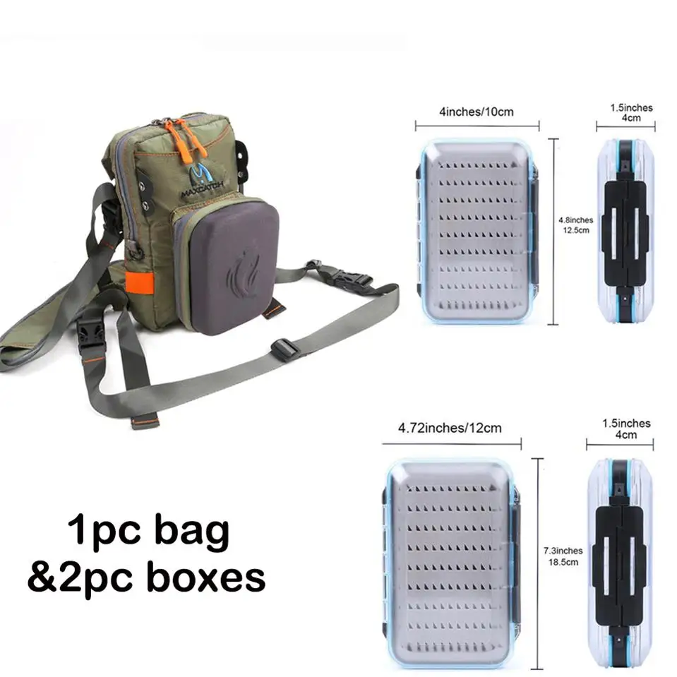 1 bag and 2pc boxes Сумка для ловли нахлыстом Maximumcatch с формованной спинкой для ловли нахлыстом - Цвет: 1 bag and 2pc boxes
