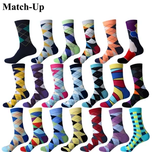 Забавные мужские хлопковые носки Match-Up, Разноцветные носки с узором, свадебный подарок, бесплатная доставка, размер США (7,5-12)