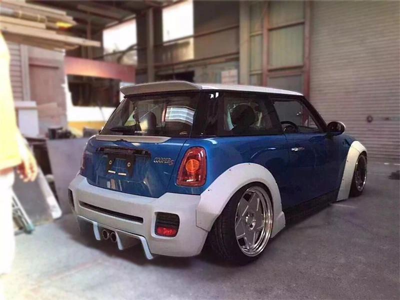 Для R56 Mini Cooper S LB FRP стекловолокно задний бампер inc. противотуманная крышка (только 3