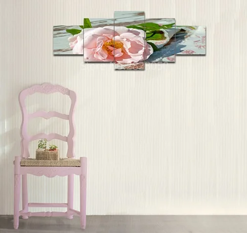 Картина на холсте с розовыми синими и полевыми цветами 5 панелей|wall pictures|spray