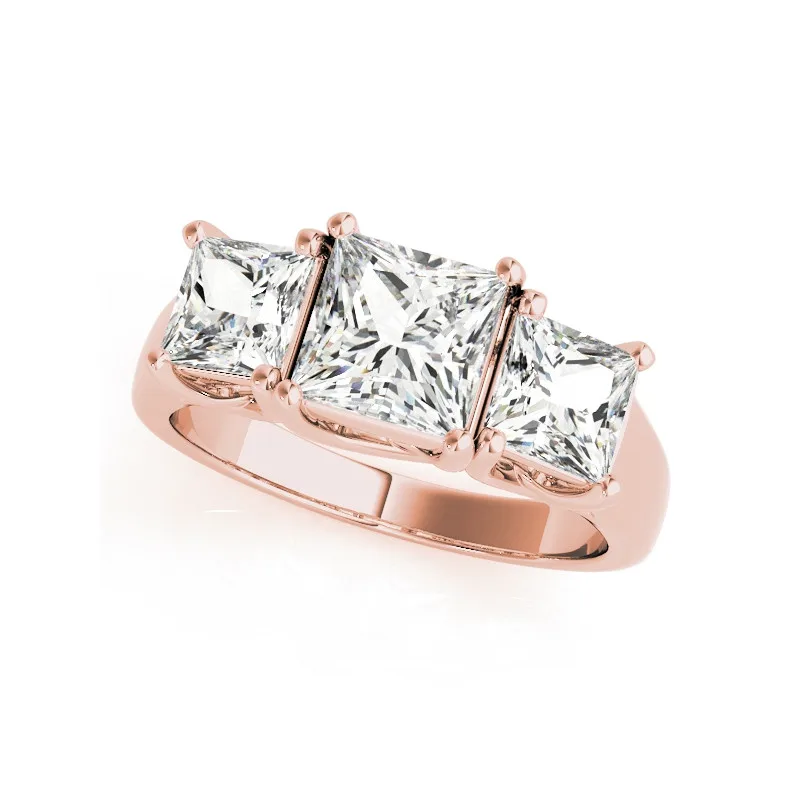 AINUOSHI 925 Серебряное обручальное кольцо 1.25ct принцесса три кольца Камни Леди юбилей серебряные ювелирные изделия подарок - Цвет основного камня: Rose Gold Color