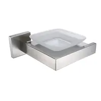 Leyden European Style Light Brushed Glass Soap Dish Holder 304 Stainless Steel Wall Mounted Silver Bathroom Accessories