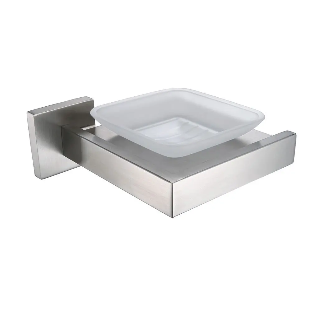 Leyden European Style Light Brushed Glass Soap Dish Holder 304 Stainless Steel Wall Mounted Silver Bathroom Accessories | Обустройство