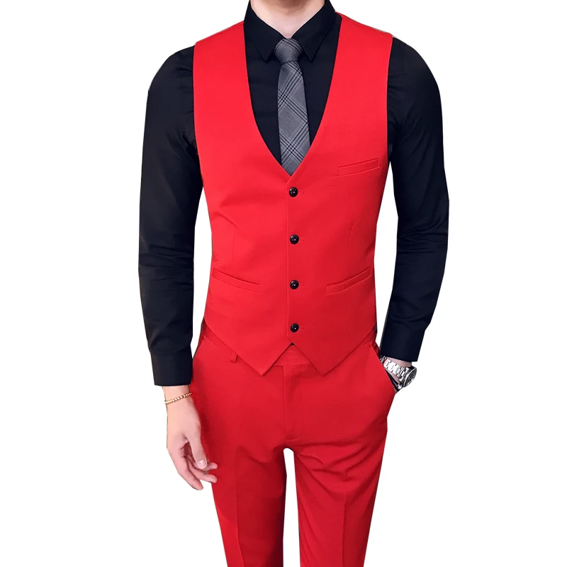 

High Quality Slim Design Mens Suit Vests Business Wedding Party Waistcoat Male 5 Colors Optional S M L XL XXL XXXL