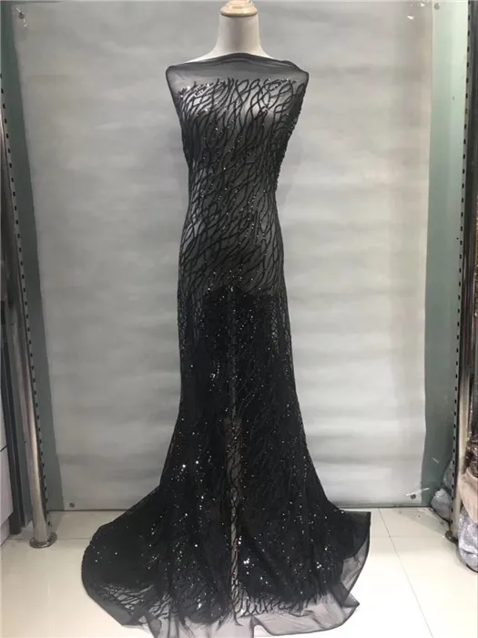 

Elegant evening dress material French tulle net lace fabric with sequins GN122(5yards/lot)