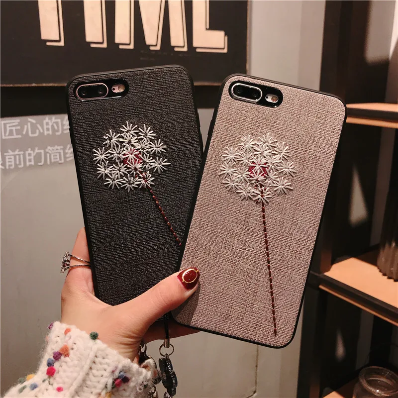 Embroidery Phone Case Covers For Apple Iphone 7 8 Plus 6 6s X Money Rich 3D Embroidered Skin Fundas Capa Coque |