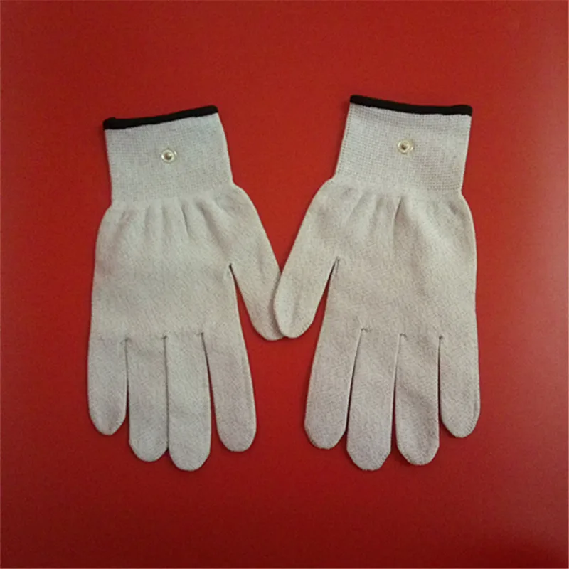 Precio Estimular La Mano Nervio Mano Masajeador Conductor De Plata De Fibra De Guantes Se Utiliza Con EMS/decenas Masajeador Tamaño Libre Guantes De Masaje De 20 Piezas