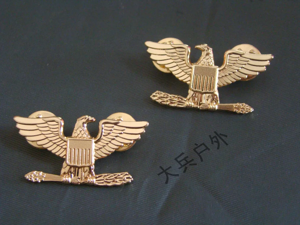 Пара WWII США полковника Орел боевой птица устройство PIN INSIGNIA и золотым значком мир