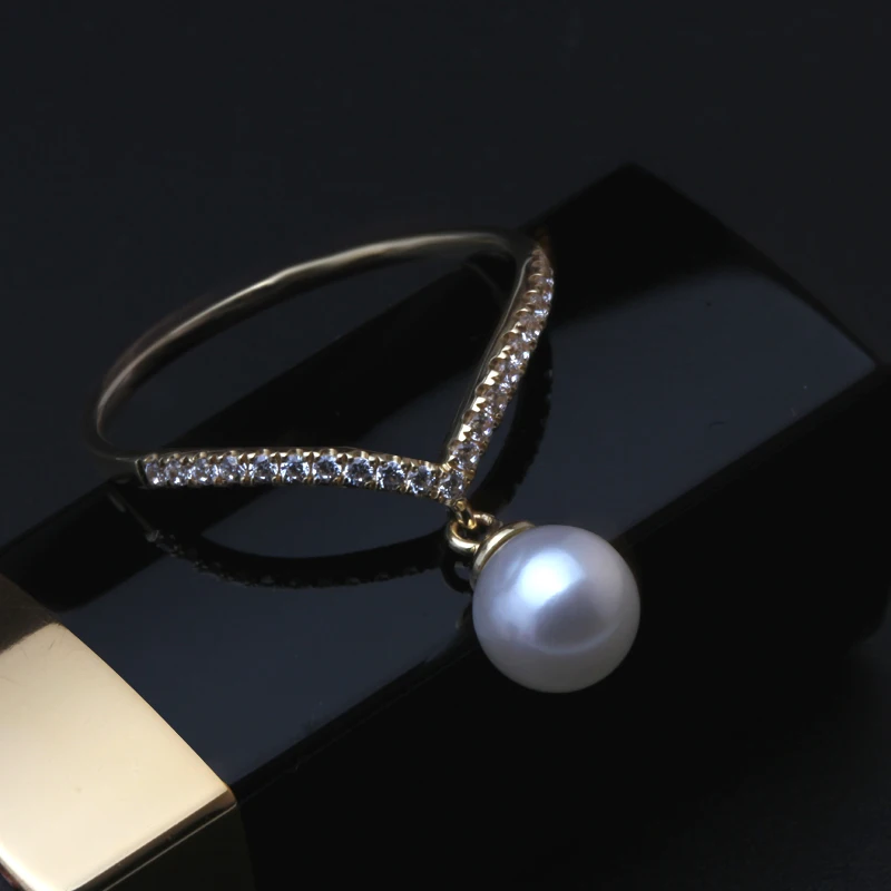 Женское кольцо с жемчугом Akoya из натурального желтого золота 18 К ювелирное