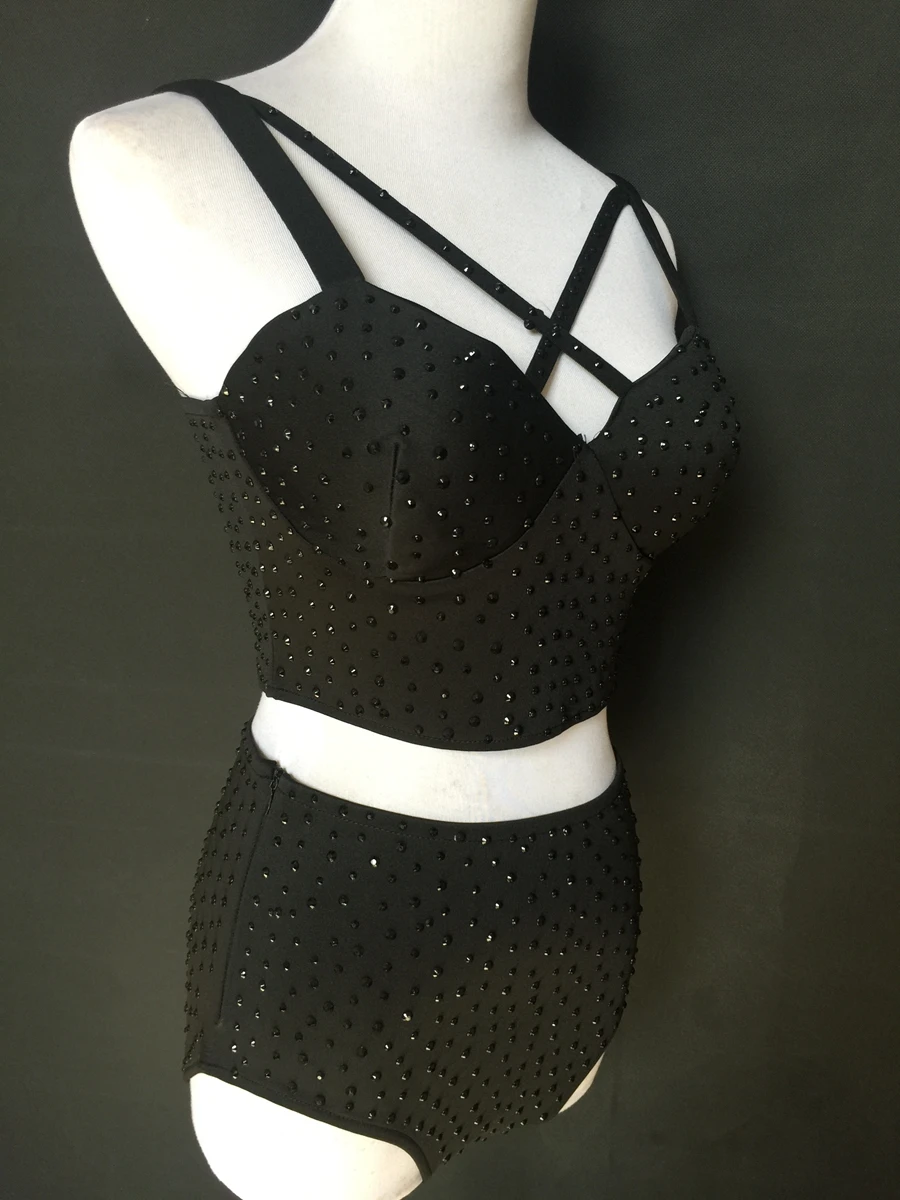 (Топ + шорты) полностью алмазные женские костюмы певец ночной клуб бар