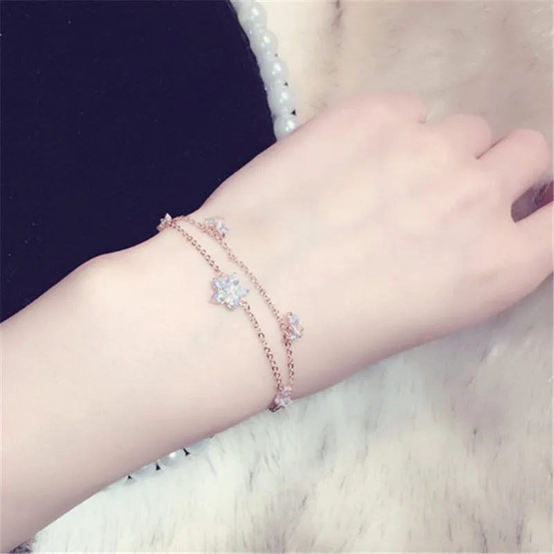 XIAO YOUNG Charm Gold Color Zircon Bracelets For Women Fashion Exquisite Flower Bracelet Bangle Jewelry Gift Korean Design | Украшения и