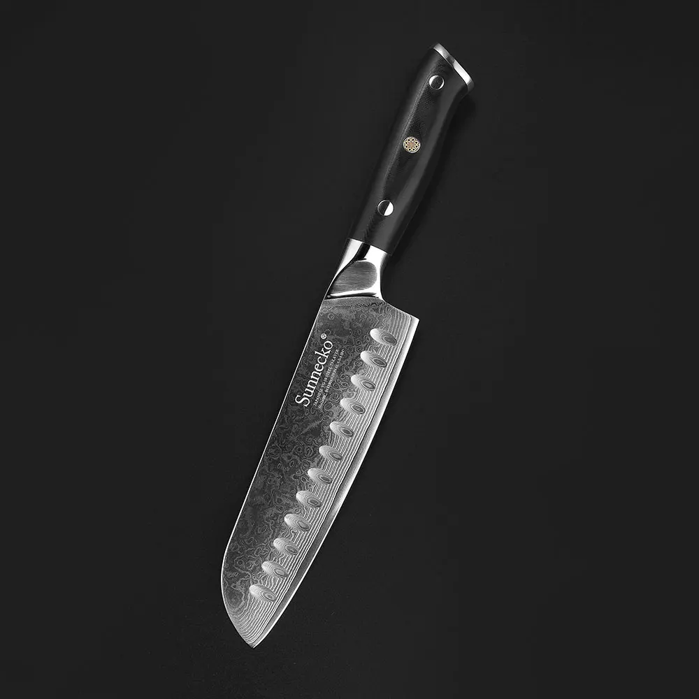Sunnecko 7&quot inch Santoku Kitchen Chef Knife Japanese 73-Layers Damascus VG10 Steel Razor Sharp Blade Cutting Tools G10 Handle | Дом и сад