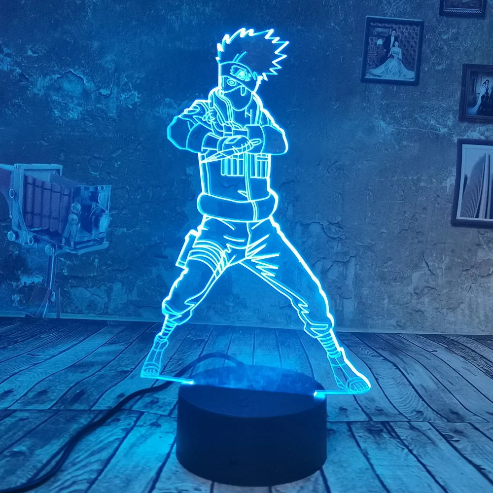 Dropship Created Boy Gifts Hokage Uchiha Sasuke 3D ночник 7 видов цветов Светодиодная детская лампа для