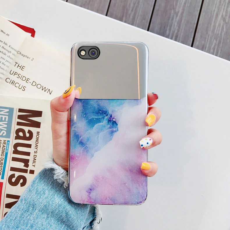 TRISEOLY Case For Xiaomi Redmi 6A Cover Small Mirror Fish And Color Marble Soft Edge Phone Bag 5A | Мобильные телефоны и