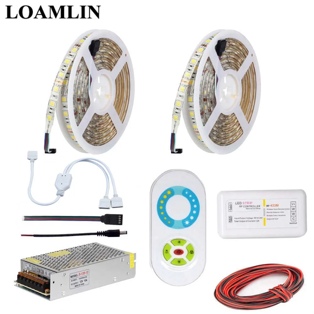 5 м 10 15 20 SMD5050 цветная температура Светодиодная гибкая полоса света CCT лента