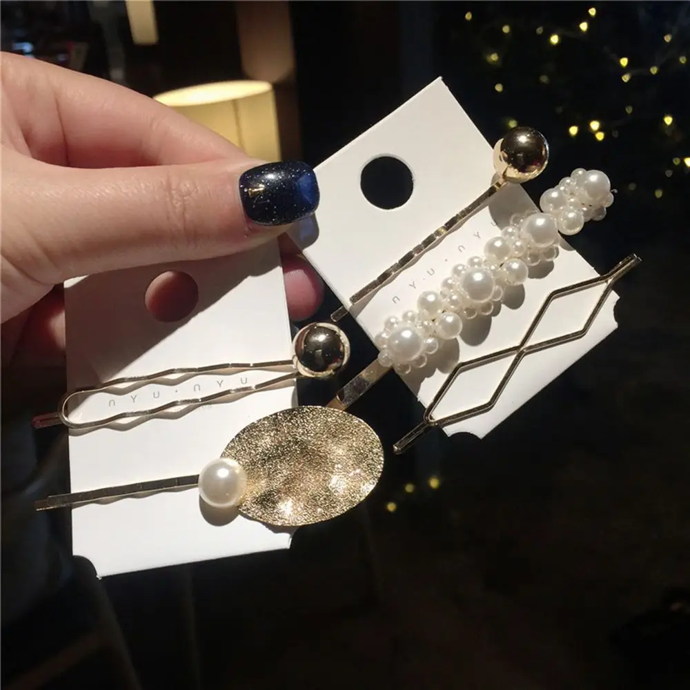 

1 SET Korean Fashion Metal Gold Color Imitiation Pearl Hair Clips for Women Girls Bobby Pin Barrette Beauty Styling Tools New