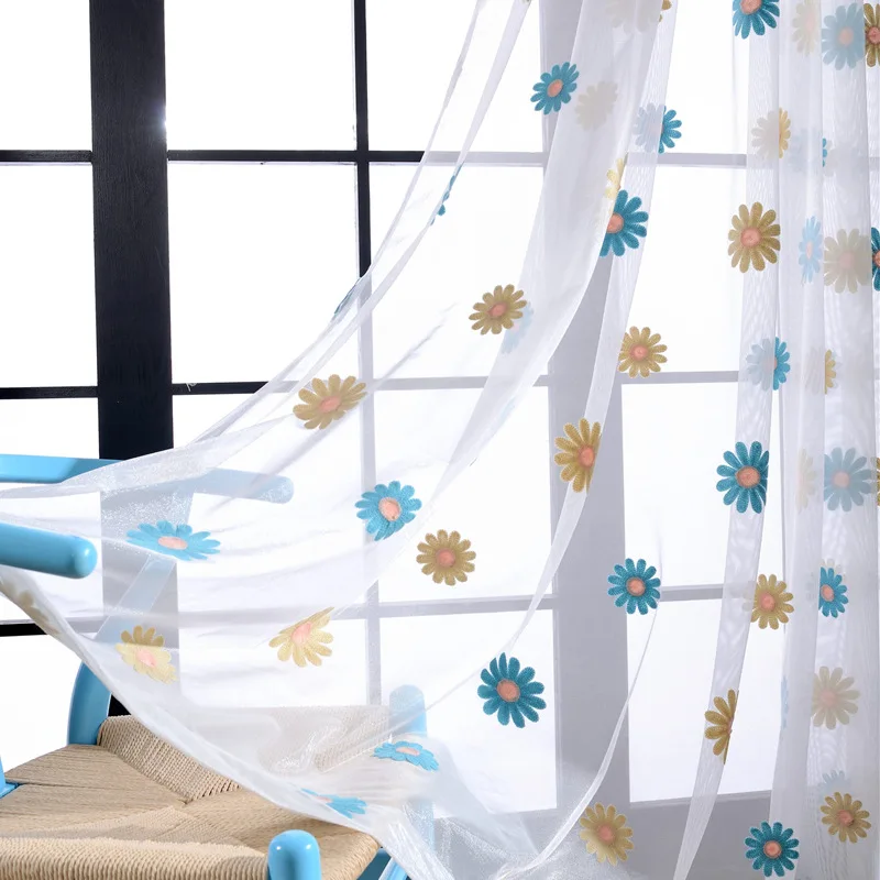 Европейский пасторальный стиль хлопок и лен занавес из ткани Подсолнухи вышитый