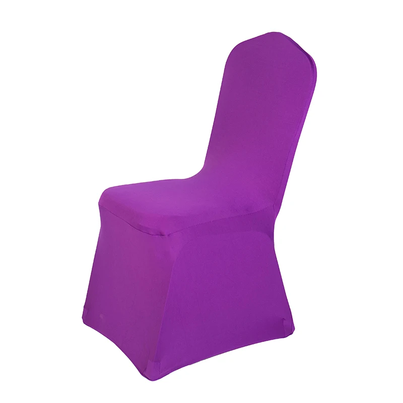 Purple 100 шт. чехлы на стулья для свадьбы,, эластичные чехлы на стулья из спандекса для мероприятий, вечерние чехлы на стулья из лайкры для столовой, Fundas Sillas Asiento - Цвет: Purple
