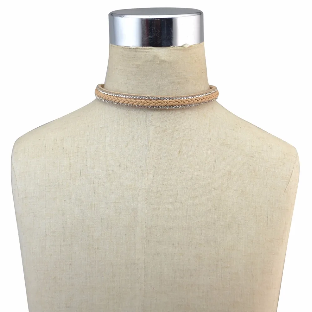 Богемное черное розовое синее коричневое бархатное кожаное ожерелье-чокер