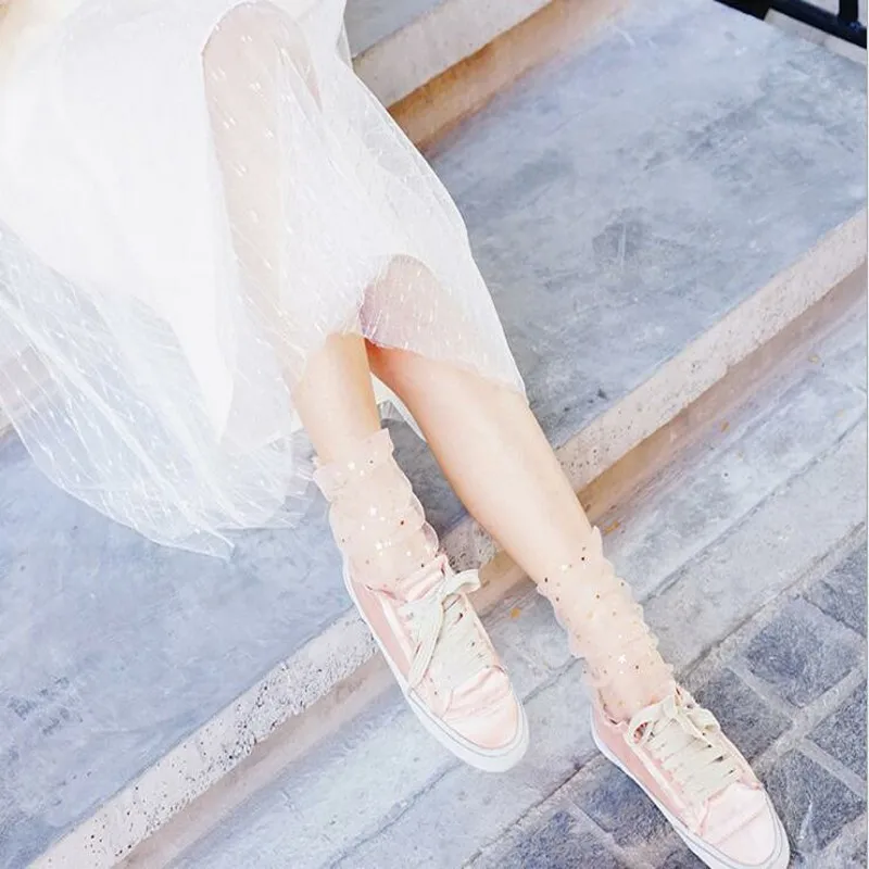 2019 новый сезон весна-лето тонкий срез в трубке прозрачной сетки пряжи Носки