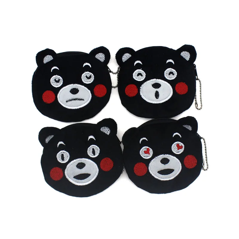 Кавайные милые детские кошельки на молнии с черным медведем женские для монет