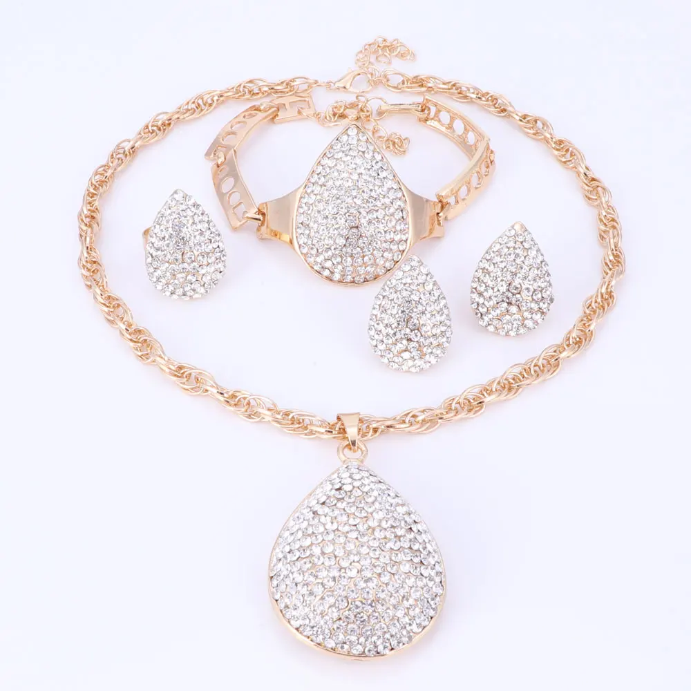 Золотой Цвет капли воды кулон ювелирные изделия Кристалл Мода Дубай костюм