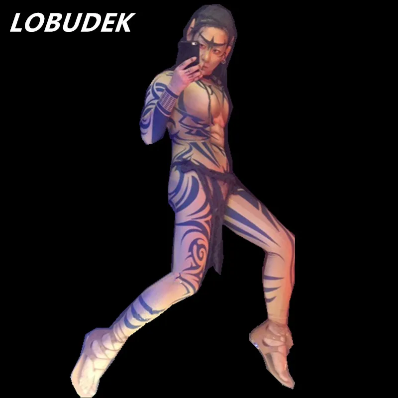 Мужской облегающий костюм DS для выступлений на сцене в баре ночных клубов и