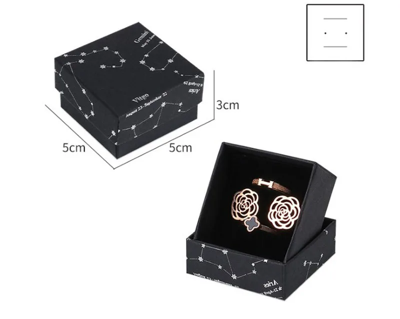 5x5x3cm Органайзер для ювелирных изделий, 100 шт./лот, коробка для ювелирных изделий, белая черная бумажная коробка, кольцо, серьги, ожерелье, подвеска, чехол для переноски, логотип на заказ - Цвет: 5x5x3cm