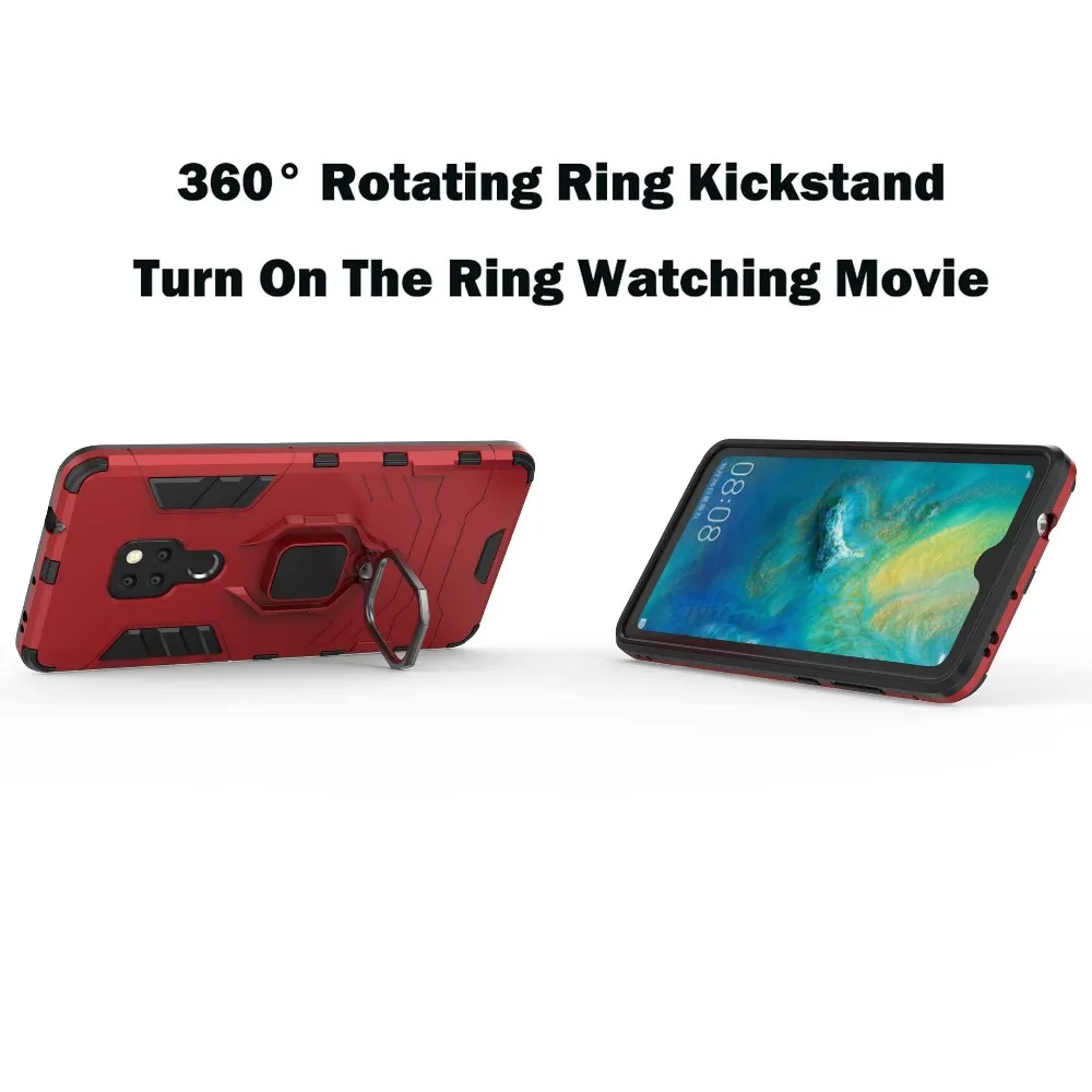 Шокопрочный чехол для Huawei Mate 20 с поворотным кольцом на 360 градусов и подставкой Iron Man.