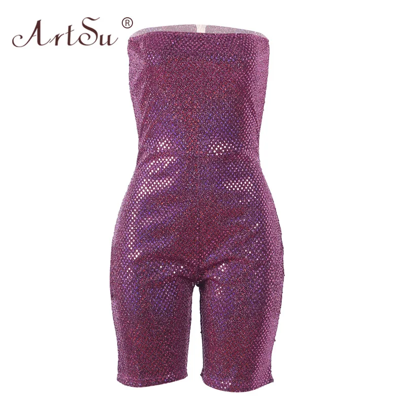 ArtSu розовый комбинезон с пайетками на день рождения женский сексуальный клубный