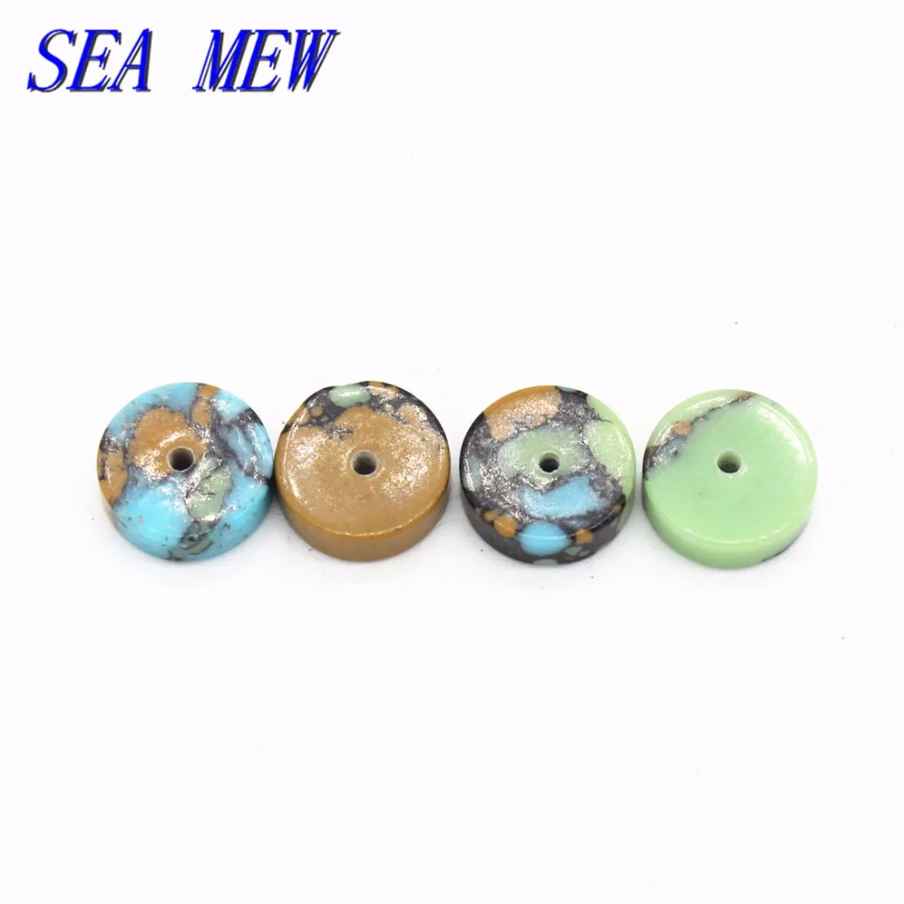 

SEA MEW 50PCS 6mm 8mm 10mm Natural Optimize Colorful Gem Stone Beads Flat Beads Loose Spacer Beads For Jewelry Making
