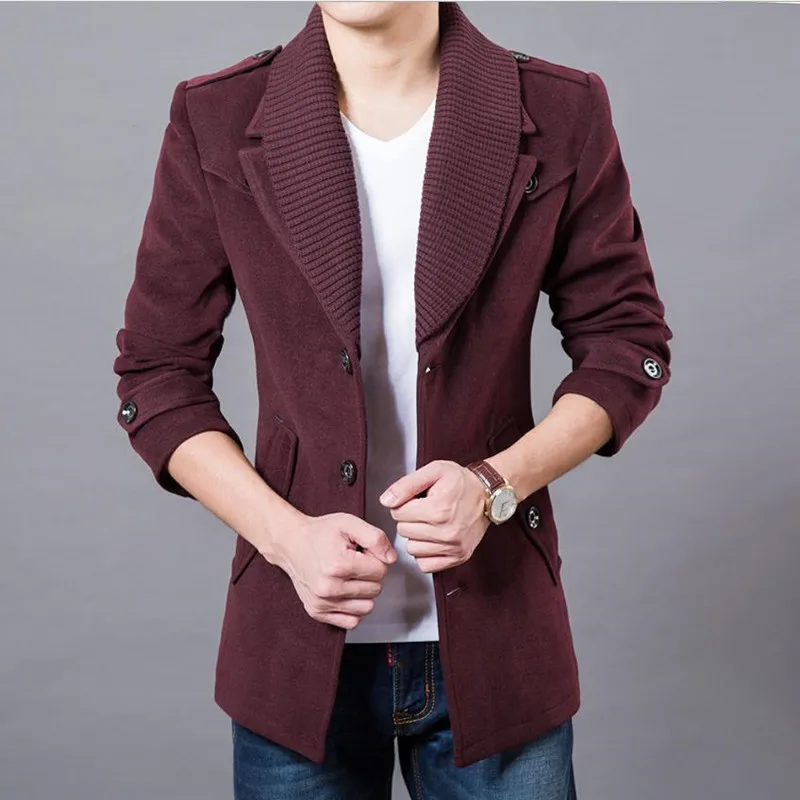 High Quality Double Neck Trench Coat Winter Thicken Man Fashion Windbeaker Warm jacket Men's Business Casual Coats | Мужская одежда