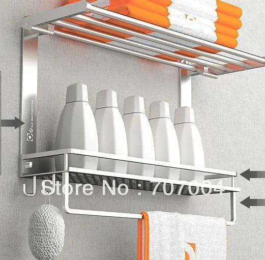 bathroom Wall mounted aluminum towel shelf bar commodity holder support | Дом и сад