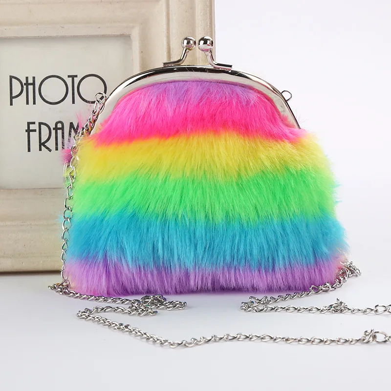 Разноцветная пушистая сумка для монет брелки модный помпон из искусственного